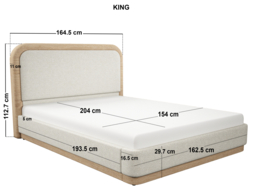 SOLACE+CO Gabriela Wooden Upholstered Bed Cream Chenille Kingsize - thumbnail 5