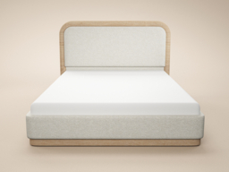 SOLACE+CO Gabriela Wooden Upholstered Bed Cream Chenille Kingsize - thumbnail 4