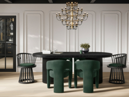 LPD Lina Dining Chair Velvet Wood Frame Green - thumbnail 2