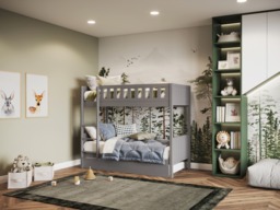 Flair Bea Shorty Wooden Bunk Bed with Trundle-Grey - thumbnail 2
