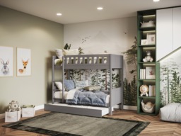 Flair Bea Shorty Wooden Bunk Bed with Trundle-Grey - thumbnail 4