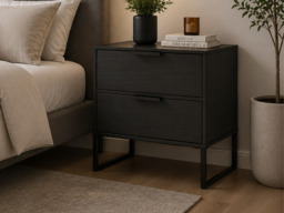 "Welcome Furniture Diego Double 2 Drawer Midi Bedside Cabinet-Black " - thumbnail 4