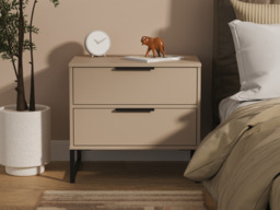 "Welcome Furniture Diego Double 2 Drawer Midi Bedside Cabinet-Black " - thumbnail 2
