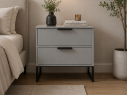 "Welcome Furniture Diego Double 2 Drawer Midi Bedside Cabinet-Black " - thumbnail 3