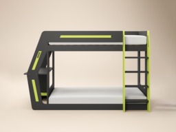 Recoil Alister Gaming Bunk Bed with Desk Charcoal & Green - thumbnail 5