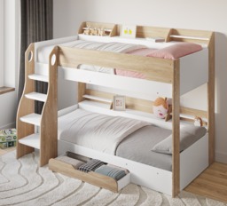 Flair Flick Storage Bunk Bed White & Oak