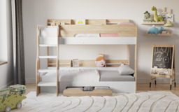 Flair Flick Storage Bunk Bed White & Oak - thumbnail 2