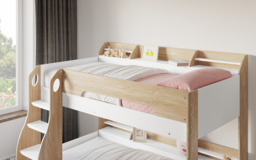 Flair Flick Storage Bunk Bed White & Oak - thumbnail 3