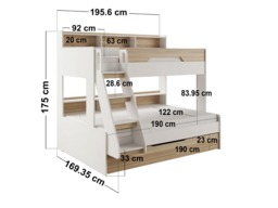 Flair Interstellar Triple Bunk Bed with Storage Oak - thumbnail 6