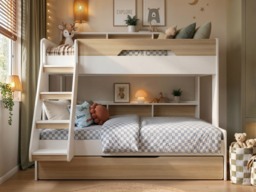 Flair Interstellar Triple Bunk Bed with Storage Oak - thumbnail 2