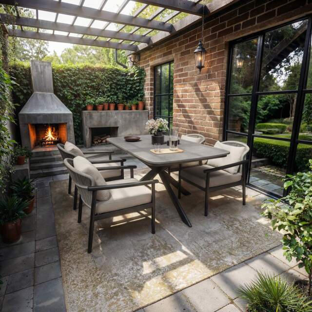 SOLACE+CO Eliza Outdoor Dining Table & Chairs Set Grey & Dark Brown Set of 4 - image 1