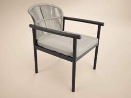 SOLACE+CO Eliza Outdoor Dining Table & Chairs Set Grey & Dark Brown Set of 4 - thumbnail 4