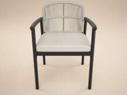 SOLACE+CO Eliza Outdoor Dining Table & Chairs Set Grey & Dark Brown Set of 4 - thumbnail 5