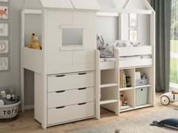 Kids Avenue Ordi Playhouse Mid Sleeper Bed with Storage Underneath White - thumbnail 4