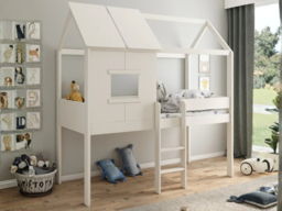 Kids Avenue Ordi Playhouse Mid Sleeper Bed with Storage Underneath White - thumbnail 3