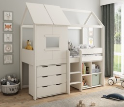 Kids Avenue Ordi Playhouse Mid Sleeper Bed with Storage Underneath White - thumbnail 2