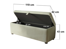 SOLACE+CO Skylynn Ottoman Blanket Box Cream Striped Woven Fabric Cream & Green - thumbnail 4