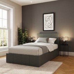 GFW Side Lift Ottoman Storage Bed-Grey Faux Leather-Single