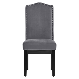 Living & Home Set of 2 Grey Velvet High Back Dinning Chair - thumbnail 4