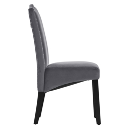 Living & Home Set of 2 Grey Velvet High Back Dinning Chair - thumbnail 5