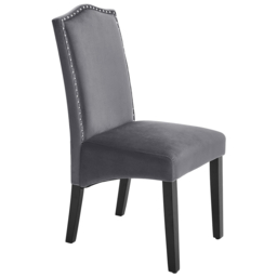 Living & Home Set of 2 Grey Velvet High Back Dinning Chair - thumbnail 3