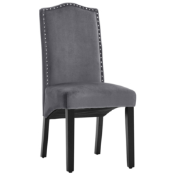 Living & Home Set of 2 Grey Velvet High Back Dinning Chair - thumbnail 7