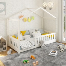 Noomi Froya Solid Wood Grow-with-Me House Bed White (FSC-Certified) - thumbnail 1