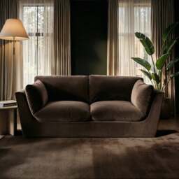 SOLACE+CO Orson 3 Seater Sofa Brown Velvet - thumbnail 1