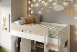 Flair Coco Gaming High Sleeper with Desk and Wardrobe Oak & White - thumbnail 6