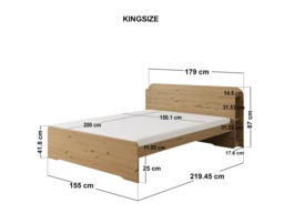 Noomi Evie Storage Bed with Headboard Oak Kingsize - thumbnail 6