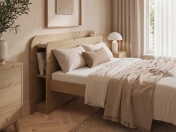 Noomi Evie Storage Bed with Headboard Oak Kingsize - thumbnail 3