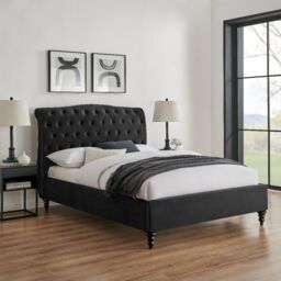 "Limelight Rosa Fabric Bed Frame-Double-Black "