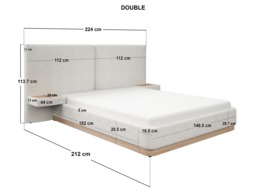 SOLACE+CO Vera Hotel Bed Frame with Integrated Bedside Tables Cream Kingsize - thumbnail 7