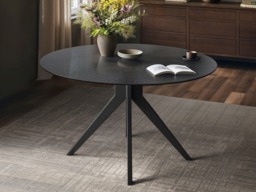 SOLACE+CO Emil 120cm Round Glass Dining Table with Star Base Black - thumbnail 4