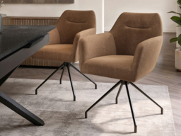 SOLACE+CO Isla Swivel Dining Chair Set of 2 Brown Chenille - thumbnail 2