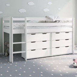 "Noomi Nora Mid Sleeper Cabin Bed with 6 Drawers White Solid Wood (FSC-Certified) " - thumbnail 1