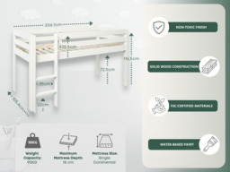 "Noomi Nora Mid Sleeper Cabin Bed with 6 Drawers White Solid Wood (FSC-Certified) " - thumbnail 5