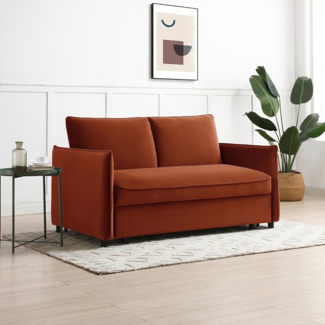 Hyton Sofa Bed - Athena Burnt Orange Velvet - image 1