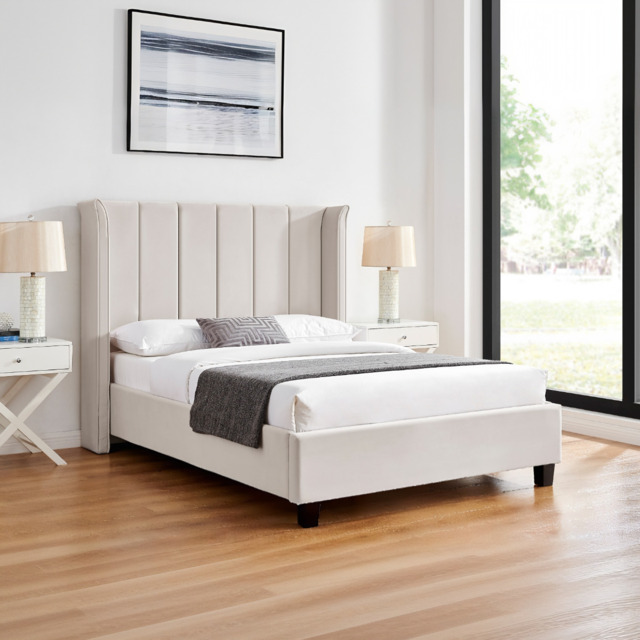 Limelight Polaris Recycle Fabric Bed Frame-Natural-Double - image 1