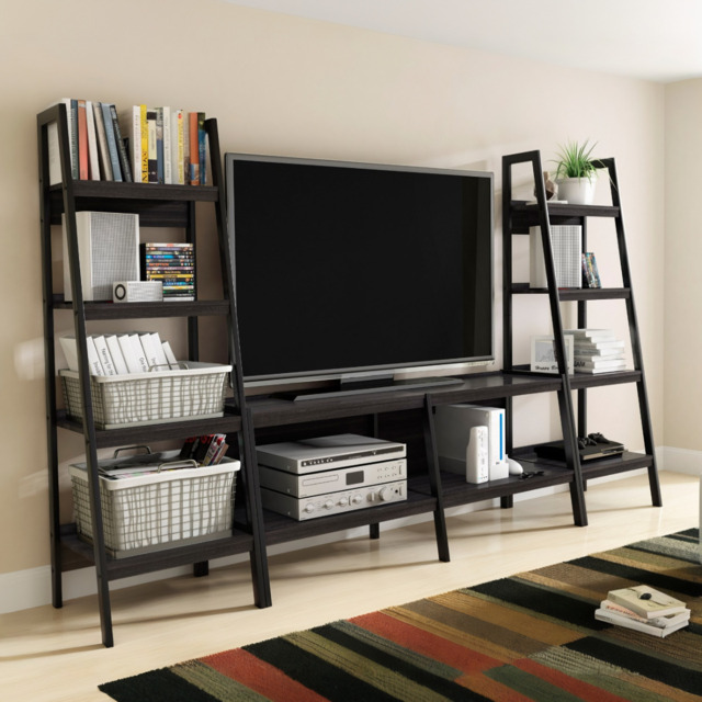 Dorel Lawrence Black Ladder Bookcase (Set of 2) - image 1