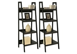 Dorel Lawrence Black Ladder Bookcase (Set of 2) - thumbnail 4