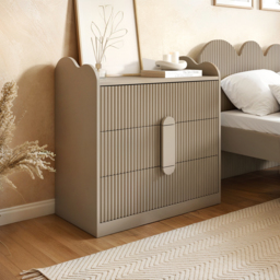 Flair Calista Ribbed Chest of 3 Drawers Taupe - thumbnail 1