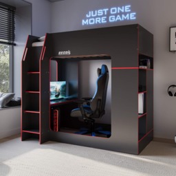 Recoil Meridian Gaming High Sleeper with Storage Black & Red - thumbnail 1