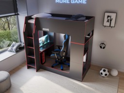 Recoil Meridian Gaming High Sleeper with Storage Black & Red - thumbnail 3
