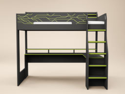 Recoil Ultimate Vivid Gaming High Sleeper with Desk Charcoal & Green Single - thumbnail 6