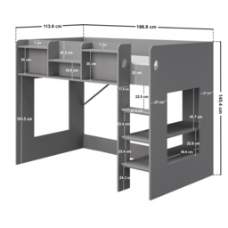 Flair Wizard Junior High Sleeper Workstation Grey - thumbnail 6