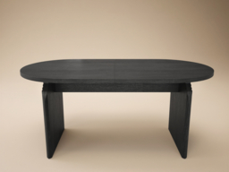 "SOLACE+CO Varm Ribbed Oval Extendable Dining Table & 2 Bench Set Black " - thumbnail 7