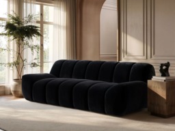 SOLACE+CO Macy Large 3 Seater Sofa Black Velvet - thumbnail 2