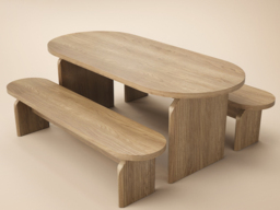 SOLACE+CO Varm Ribbed Oval Extendable Dining Table & 2 Bench Set Oak - thumbnail 7