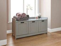 GFW Colonial 3 Door Bathroom Storage Bench-Grey - thumbnail 2